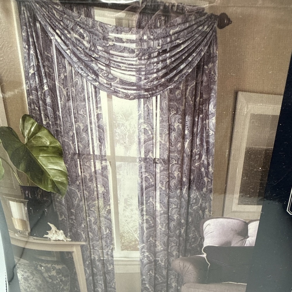 American Living Blue Paisley One Sheer Curtain Panel 52" X 84" Baxter Paisley - Picture 4 of 5
